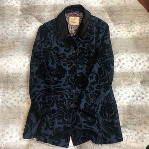 Free People Brocade Velvet Newsroom Coat
